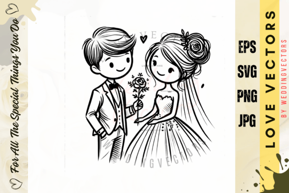 C679: Elegant Vector Art for Wedding Branding