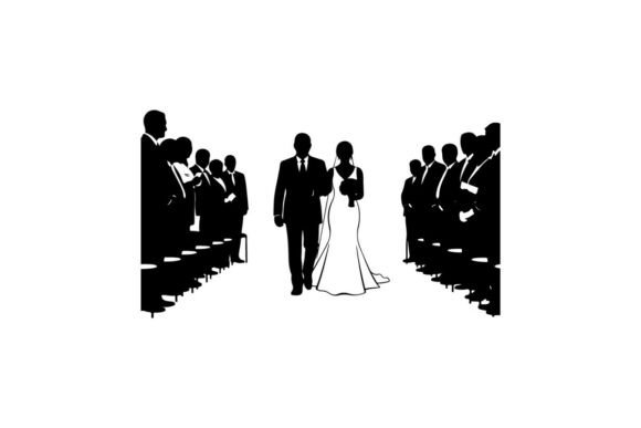 Celebrate Every Connection: The Wedding Couple Holding Hands Clip Art