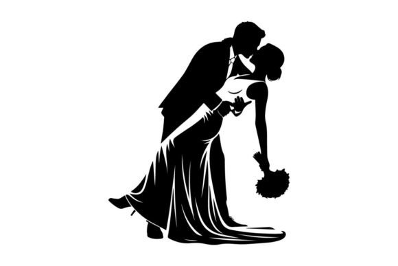 Couple in Romantic Wedding Dip Embrace V: Your Go-To Silhouette for Elegant Design
