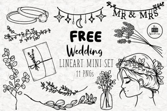 Elevate Your Boho Wedding Designs with Free Lineart PNGs