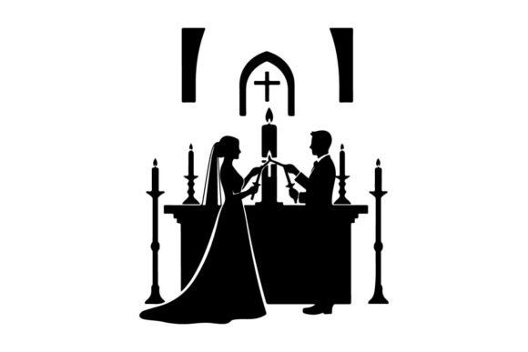 Timeless Elegance: The Wedding Ceremony Silhouette with Cross