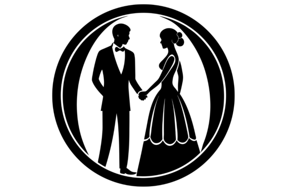 Timeless Romance: Using the Circular Wedding Couple Silhouette