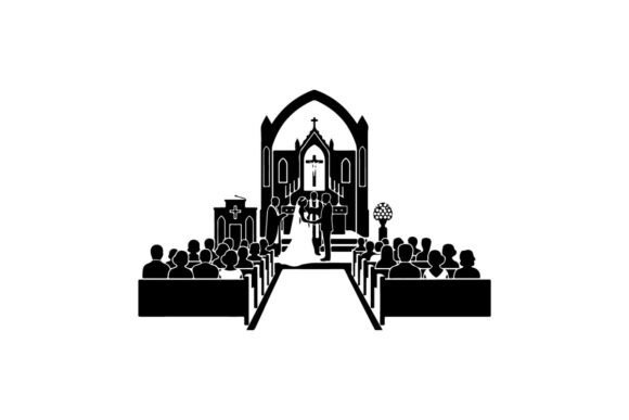 Wedding Ceremony in Church Vector Illust: A Designer's Clean & Sharp Asset