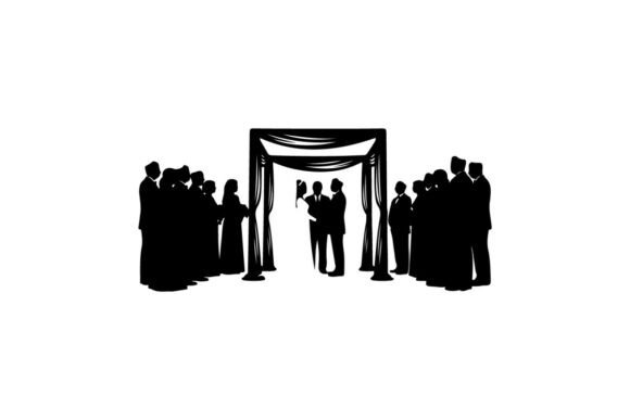 Wedding Ceremony Under Archway: Flat Desi Clip Art