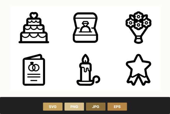 Wedding Icons Black White Set: A Designer's Toolkit for Timeless Elegance